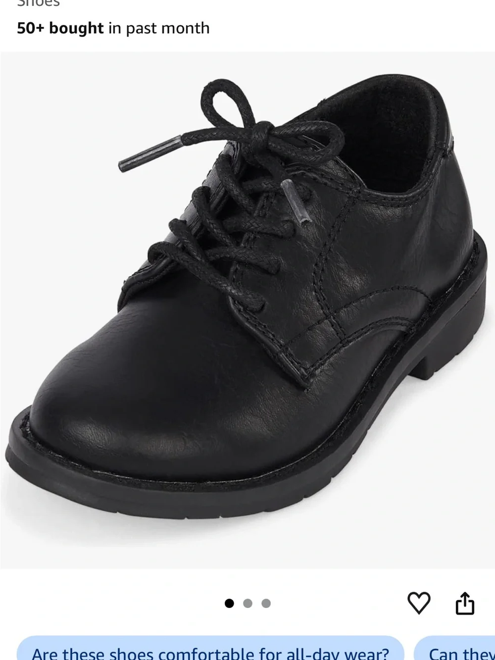The Children's Place Black Kids Lace-Up Dress Oxfords
